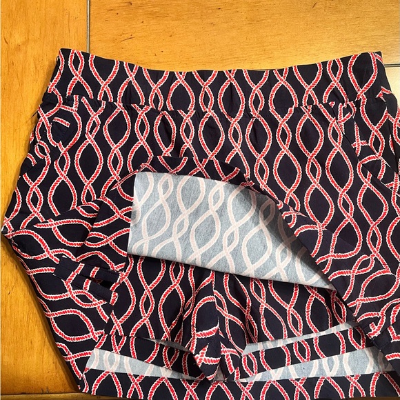 Crown & Ivy Nautical Rope Print Red And Navy Blue Skort. - Picture 5 of 11